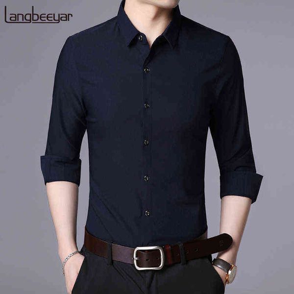 2021 nouvelle marque de mode Designer chemise hommes robe chemises Slim Fit Streetwear à manches longues coréen de haute qualité décontracté hommes vêtements G0105