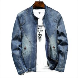 2021 Nieuwe Mode Heren Jassen Vintage Trend Stijl Katoen Slim Fit Denim Jassen Mens Stand Kraag Lange Mouw Casual Jacket Maat M-4XL