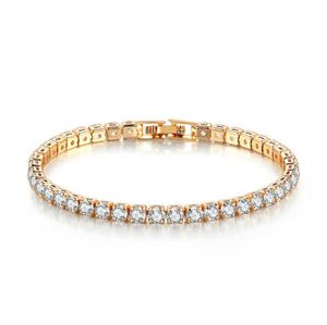 2021 Nouvelle mode Livraison gratuite en gros en alliage de cuivre plaqué or 4MM zircone cubique CZ diamant charme bracelet de tennis pour femmes