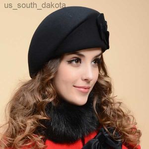 2021 nouvelle mode femmes béret chapeau pour femmes bonnet femme casquette fleur français Trilby laine doux hôtesse de l'air chapeau gorras planas L230523