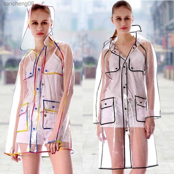 2021 nouvelle mode femmes Transparent épaissir en plastique imperméable voyage imperméable vêtements de pluie adulte Poncho extérieur manteau de pluie L230620