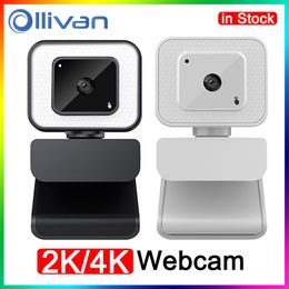 Caméra Web Full HD 4K 2K, mise au point automatique, avec lumière de remplissage, Webcam 2021 P, pour ordinateur, vidéo Youtube, nouveauté 1080