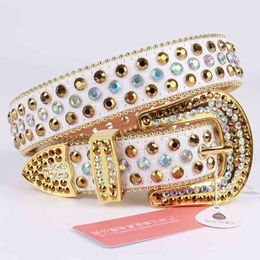 2021 Nieuwe Lederen Luxe Rhinestone Riem Casual Mode Crystal Bling Dimond Studded Riemen voor Woman Man Designer Cinto AA220312