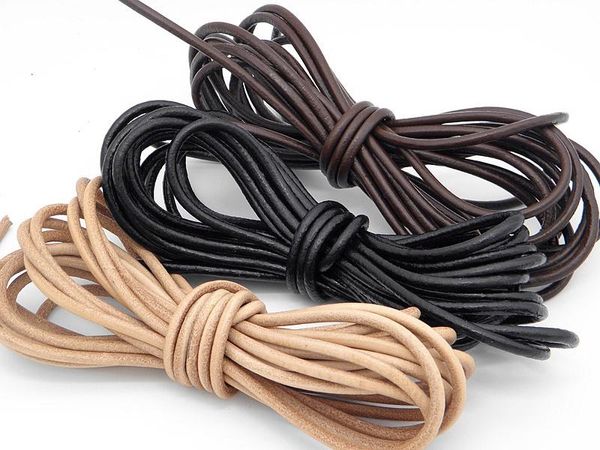 2021 nouveau cordon en cuir véritable rond bricolage pour bijoux accessoires noir marron prix usine 1.5mm 2.0mm 2.5mm 3.0mm 4.0mm