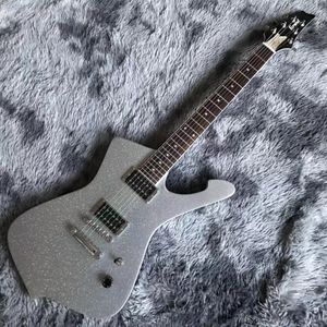 2021 Nieuwe Grand Custom Electric Gitaar One Toggle Switch Single Volume Knop Silver Sparkle Finishing Accepteren maatwerk