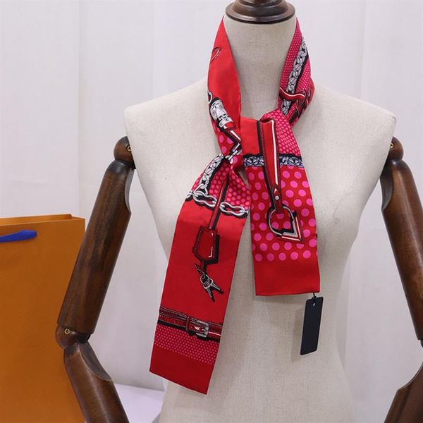 2021 nouveau haut de gamme femme mode conceptions attaché sac écharpe dames petit nœud ruban foulard soie foulards Wrap 232S