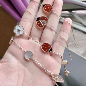 2021 Nieuwe Hoge Kwaliteit 925 Sier Rose Goud Carneool Lucky Seven Star Lover Beast Armband, Ladi Mode Light Luxe Charm Sieraden