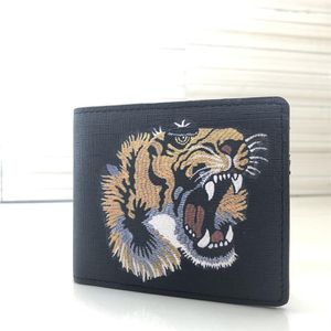 2021 Nieuwe hoogwaardige mannen Animal Kort portemonnee Leather Black Snake Tiger Bee Wallets Women Long Style Purse Wallet Card Holders WIT3274