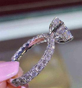 2021 Nieuwe Hot Flash Diamond Round Princess Ring Crystal van Rovskis Fashion Women Engagement Marriage3406142