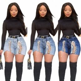 2021 Nouvelle offre spéciale Jeans d'été pour femmes Shorts Fi Sexy Corde nouée Denim Shorts Street Casual Hipster Shorts S-3XL Drop Ship U6XB #