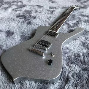 2021 NOUVELLE guitare électrique personnalisée de style Iban Un interrupteur à bascule et bouton de volume unique Silver Sparkle Finishing