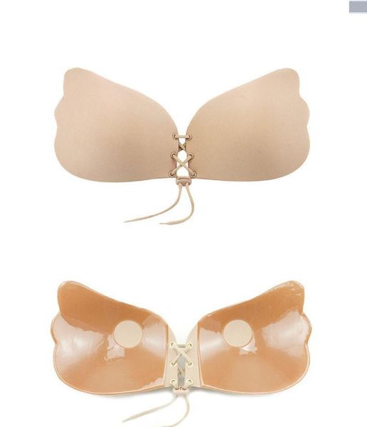 2021 nouvelles dames femmes papillon push up soutien-gorge invisible bâton gratuit sur auto-adhésif avant bandage laçage soutiens-gorge dos nu sans bretelles lingerie