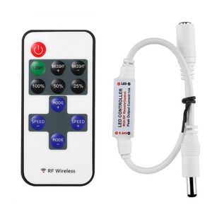 2021 Nieuwe LED-controller 11 Sleutels 12V Mini Controller 8 Programma DC RF Draadloze Afstandsbediening Dimmer voor 3528 5050 5630 Single Color Strip Light