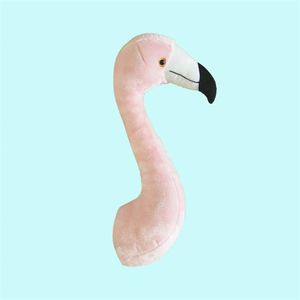 Tête de flamant rose animal en peluche réaliste pour décoration murale tête d'animal de cadeau de chambre d'enfants LJ201126