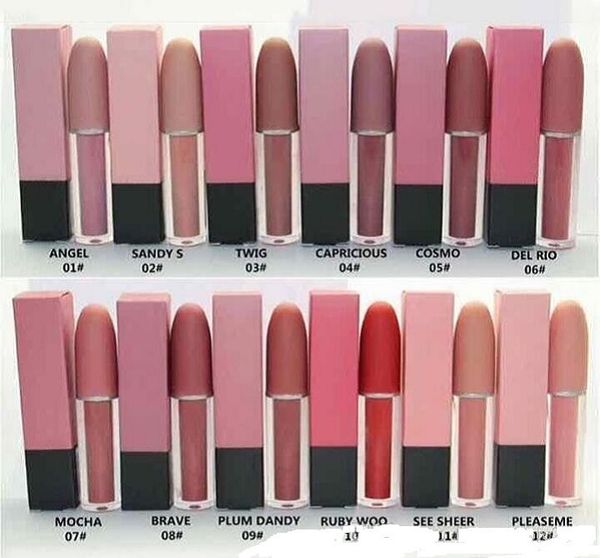 Belleza Brillo de labios mate Lápiz labial Labios 12 colores Maquillaje Lustre Barras de labios retro Frost Sexy