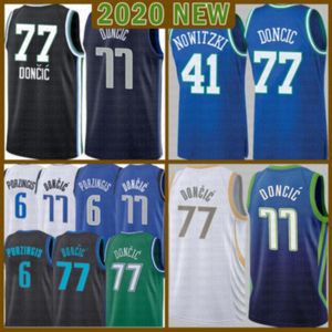 2021 Nieuwe Luka Basketbal Jersey 77 Doncic Mens Kristaps 6 Porzingis Mesh Retro Dirk 41 Nowitzki Youth Kids Beige