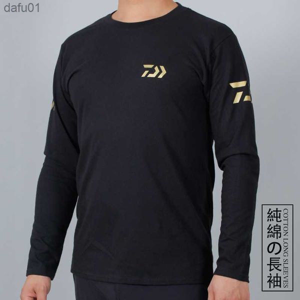 2021 nouveaux hommes vêtements de pêche à manches longues Outdooe respirant Daiwa vêtements t-shirts grande taille coton vêtements de pêche sport Tee L230520