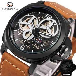 2021 Nieuwe mannen Luxe Casual horloges skelet automatisch mechanische pols horloge mat echte leider band winnaar topmerk luxe wat300y