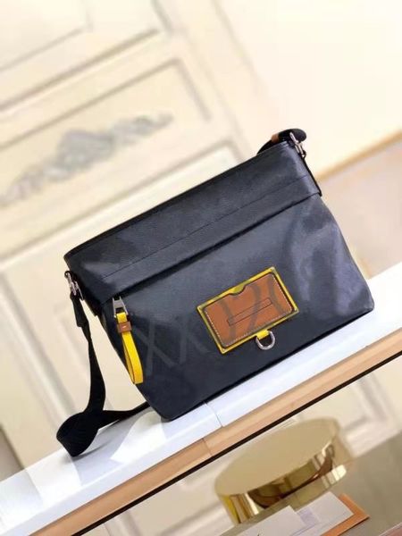 2021 nuevo bolso de hombro para hombre, bolso de mensajero, tela de lona recubierta suave, bolsillo frontal con doble cremallera y caja de regalo