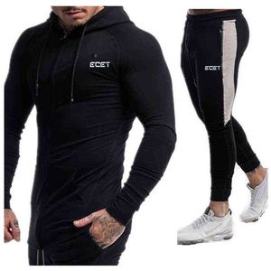 2021 NOUVEAUX hommes sport costume marque vêtements hommes survêtement fermeture éclair ensembles sweat hommes sweats à capuche + pantalons ensembles gymnases course costume hommes Y1221