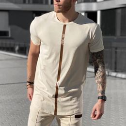 T-shirts van heren 2021 Mannen T-shirt Streetwear Casual Korte Mouw Tops Tees Basic Stretch Mens Kleding Chemise Homme