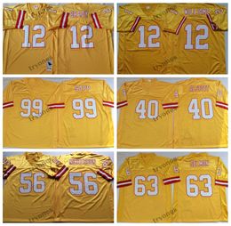 Vintage 99 Warren Sapp 56 Hardy Nickerson Voetbal Jerseys Tom 12 Doug Williams Brady 63 Lee Roy Selmon 40 Mike Alstott Jersey Gestikte Shirts Borduurwerk Mens Geel