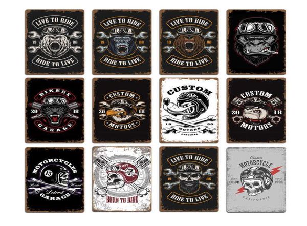 2021 Nueva motocicleta Skull Wolf Signs Plaques Pub Club Decoración de pared Vintage Metal Tin Sign Home Garage Decor Art Postersa8048031