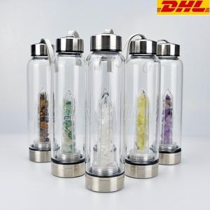 Nouvelle bouteille d'eau en verre de quartz naturel, verre à boire direct, tasse en cristal, 8 styles, DHL gratuit FY4948