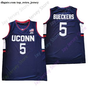 2021 Nieuwe NCAA Connecticut Uconn Huskies Basketball Jersey 5 Paige Bueckers College Navy Size jeugd volwassen