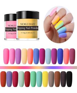 2021 Nieuw Nicole Diary 10G Matte kleur Dompel nagelpoeder Natuurlijke droge nail art Decoratie zonder lamphulling Nagelstof Dec6969038