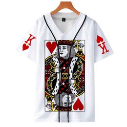 2021 Nieuwe Nieuwigheid Poker Baseball T-shirt 3D Mannen / Vrouwen Zomer Korte T-shirt Mannelijke Kleren Jongens / Meisjes Korte Mouw Grappige T-shirts G1222