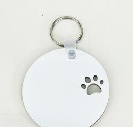 2021 Nieuwe Puppy Sleutelhanger Sublimatie MDF Sleutelhanger Paw Print Houten sleutelhanger Creative Dog Tag