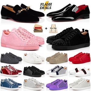 red bottoms men shoes sneakers red bottom designer With box top designer large loafers plate - forme hommes femmes Glitter cut Low sneakers