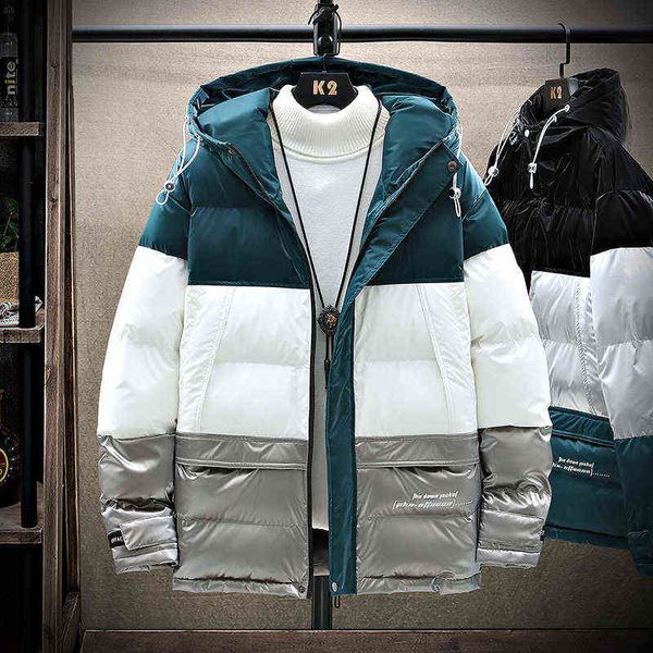 2021 nuevo Ready to Ship Loose fit all over dip dye gradiente impreso hombres invierno cálido puffer down jacket G1115