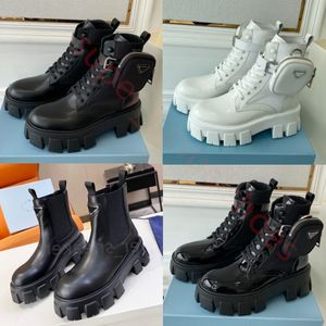 2023 Diseñador Hombres Botas Primavera Monolito Cuero Mate Desmontable Bolsa de Nylon Zapatos de Combate Nylon Hailf Al Aire Libre Fondo Grueso Mujeres Tobillo Bota 35-46