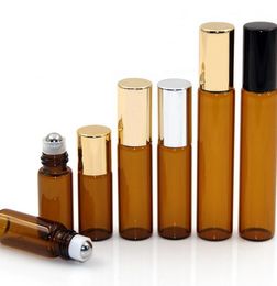 2021 nouvelles bouteilles rechargeables ambre 3 ml 5 ml 10 ml ROLL ON pour parfum parfum bouteille d'huile essentielle avec bille roulante en métal en acier LL
