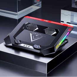 2021 Nieuwe RGB Gaming Cooler Verstelbare Notebook Stand 4500 RPM Krachtige Air Flow Cooling Pad 12-17 Inch Laptop 2 USB