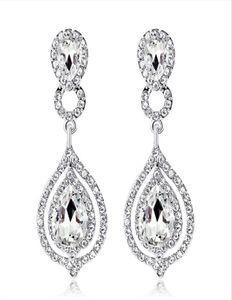 2021 New Shining Fashion Crystals Boucles d'oreilles Bridal Rugestones Long Drop Earge pour femmes Bijoux de mariée Cadeau de mariage pour BRIDESMA3295343
