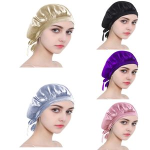 2021 Nieuwe Silk Night Cap Huishoudelijke Slaaphoed Lange Haarkop Dekking voor Vrouw Handdoek