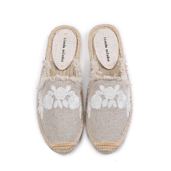 Pantoufles Pantufas Mules Tienda Soludos, tissu en coton, Promotion De vente, caoutchouc De chanvre, diapositives d'été, Zapatos De Mujer Floral, nouvelle collection