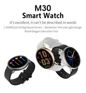 2021 Nieuwe Smart Horloges M30 Full Touch Screen Sport Fitness Horloge IP67 Waterdichte Lange Batterij Muziek Speler Bluetooth voor Android iOS SmartWatch Men Doos