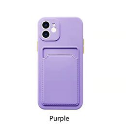 2021 Nieuwe Solid Color Phone Cases voor iPhone 12 11 PRO MAX XR XS X 7 8 Plus Anti-Fall TPU Cellphone Beschermend beschermhoes met kaarthouder Zes kleuren