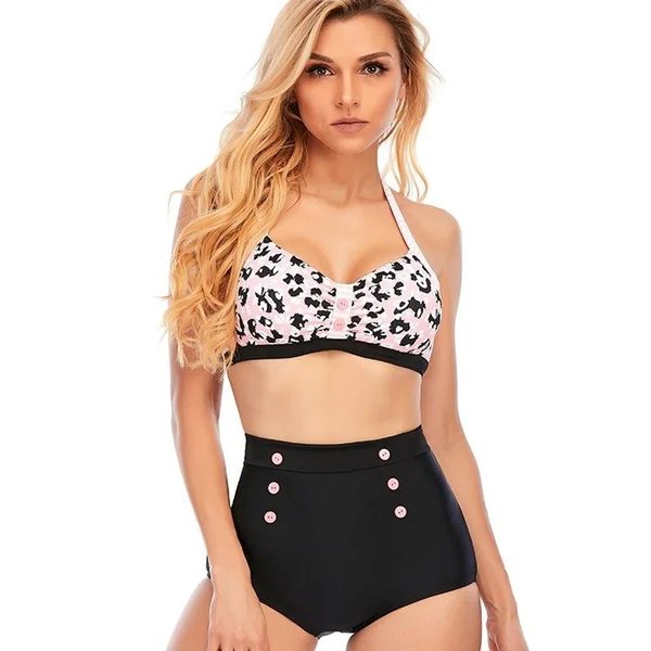 2021 NOUVEAU BIKINI SPILLE SMETUIE HAUT TAILLE DES BOUTONS BULLE BULLE JACQUARD MAINTURATION