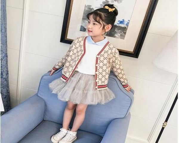 Cardigan en laine beige et blanc pour bébé fille et garçon, pull tricoté, nouvelle collection printemps et automne 2021, 3498581