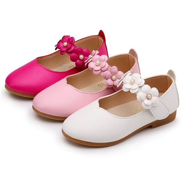 2021 Nouveau Printemps Enfants Chaussures Grandes Filles Sandales Princesse Chaussures En Cuir Filles Casual Danse Fleurs Chaussures X0703