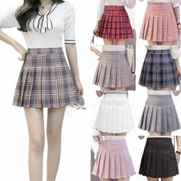 2021 Nouveau Printemps Plus Taille S-2XL Femmes Taille Haute Jupe Plissée École Japonaise Jupe À Carreaux Uniforme Étudiant Fille Jupes 59Vl #
