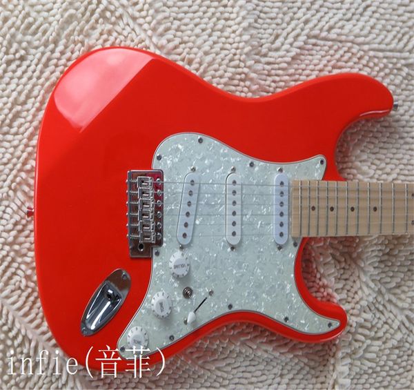 2021 Nuevos LED rojos del diapasón estilo ST que se pueden cambiar según sea necesario Guitarra eléctrica