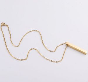 2021 Nieuwe roestvrijstalen effen bar lege hanger ketting voor mannen vrouwen gouden zilveren regenboog ketting voor lasergraveren DIY kettingen