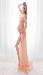 2021 Nuevo vestido de maternidad sin tirantes Pogografía delantero Bifurcation Dress Maternity Women Po Shooting Props8611811