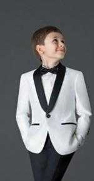 2021 Trajes de niños de nuevo estilo para bodas Traje para niños Nuevo Trajes de fiesta de bodas para niños en blanco y negro Blazers para niños (chaqueta + pantalones + corbata) X0909